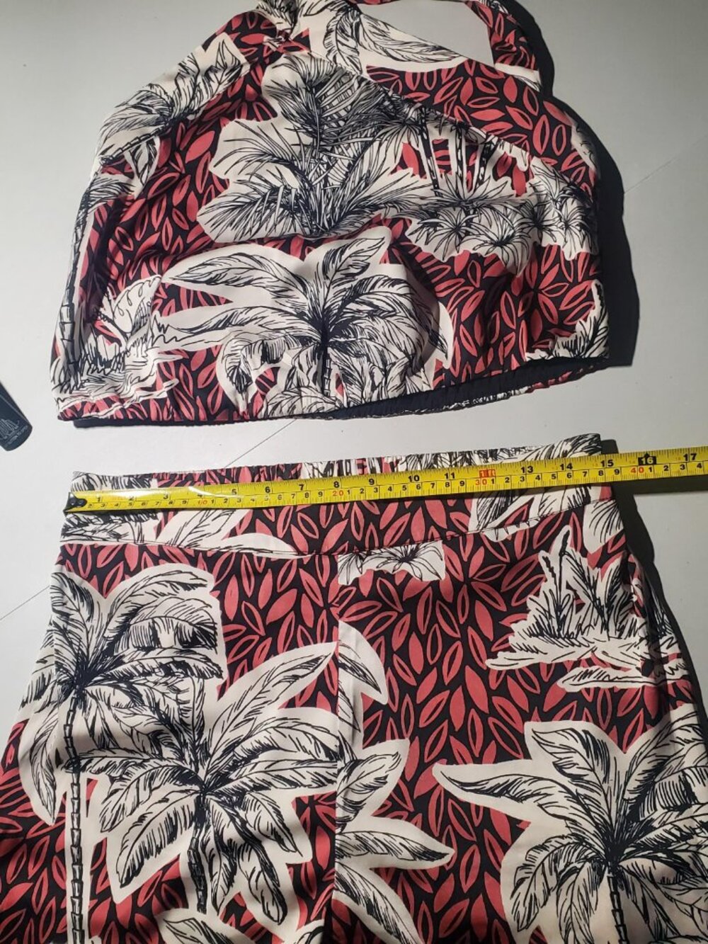 Rachel Zoe Palm Tree Print Halter Top & Pant Set Sz M - Picture 6 of 16